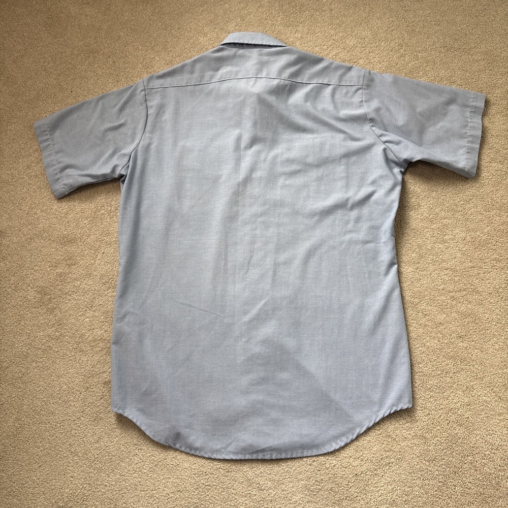 US Navy Submarine Service Chambray Blue S/S Utility Work Shirt Sz L 90s - Picture 2 of 10